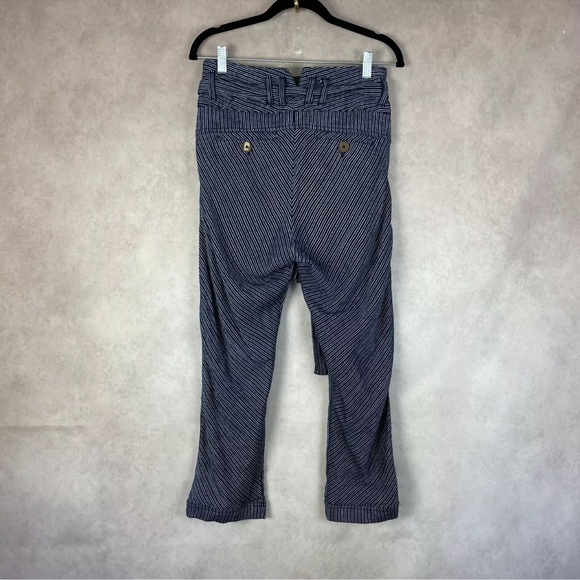 Free People Rumors Yarn Dye Stripe Paper Bag Pants Blue and White Striped - Picture 6 of 11